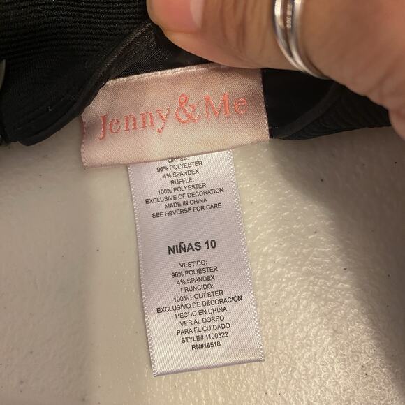 Jennie & Me Girl 10 Holiday Festive Party Dress Black Ruffle Bow Flower Slevless - Picture 3 of 8